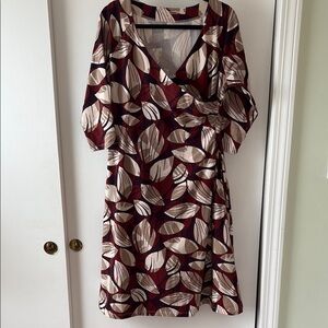 Soft Surroundings Jersey Faux Wrap Printed Dress LT